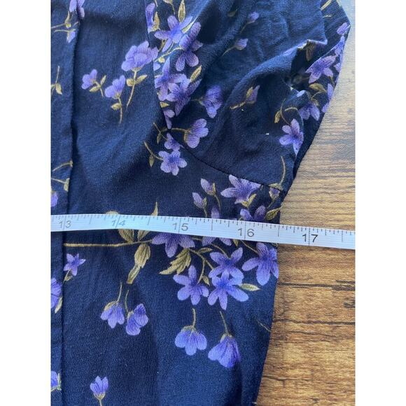 T & Company Womens 4 Petite Blue/Purple Floral Print TieBack Modest Cottagecore - Picture 4 of 7